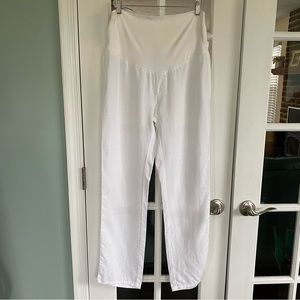 Seraphine Maternity Linen Pants Size 4 White Over Bump